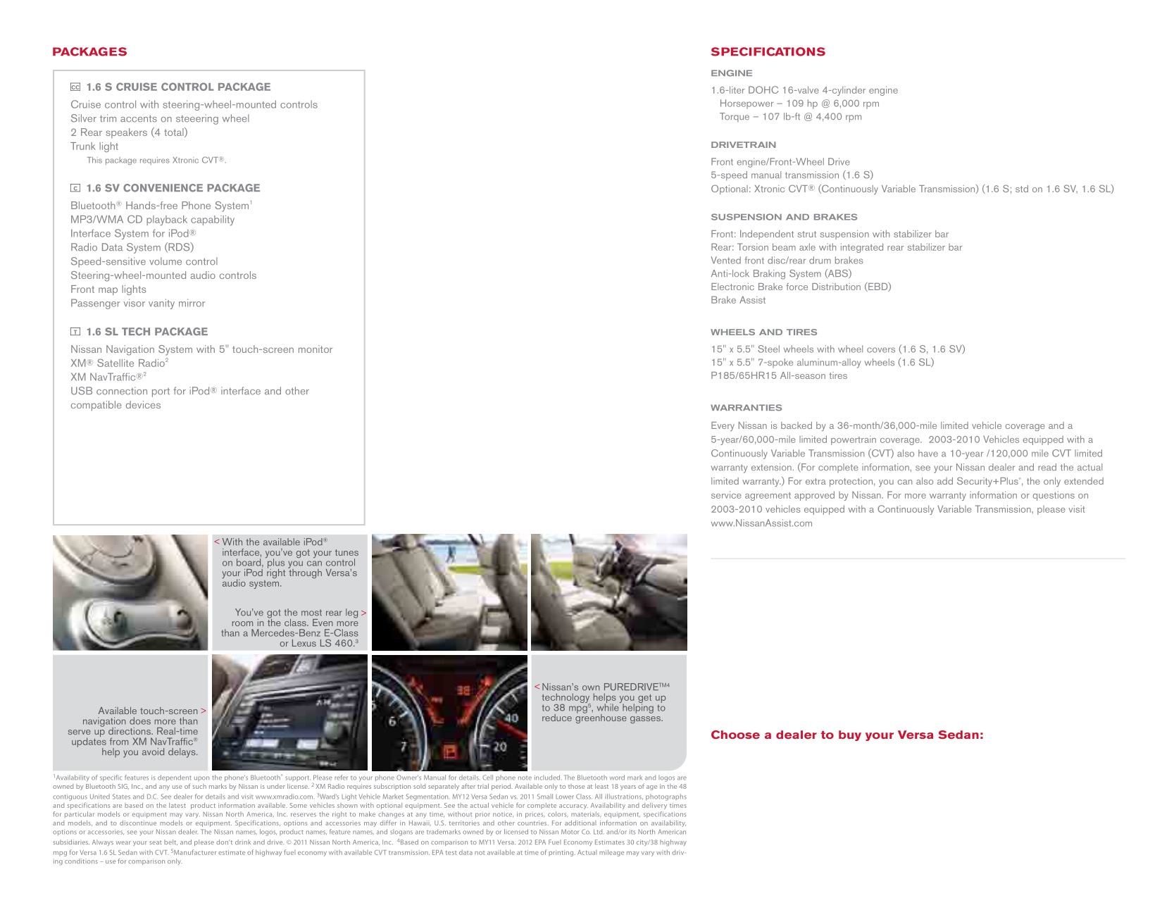 2012 Nissan Versa Sedan Brochure Page 2